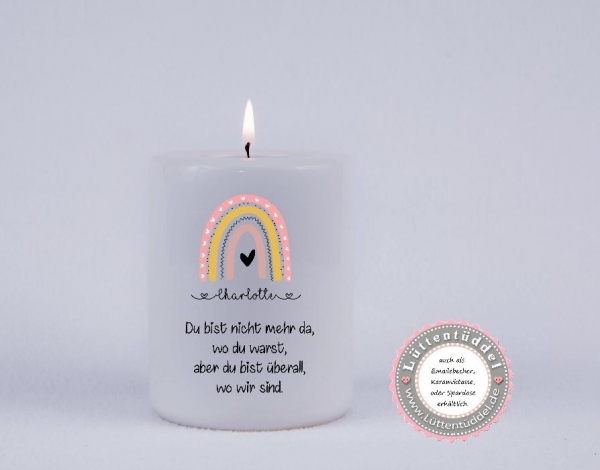 Erinnerungslicht Gedenklicht Regenbogen Teelichthalter Teelicht Kerze Kerzenlicht Grablicht Kerze Allerheiligen Sternenkind Lüttentüddel®